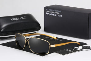 BANNED 1976 Polarized UV400 Rectangle Men's Driving Sunglasses - Sunglass Associates