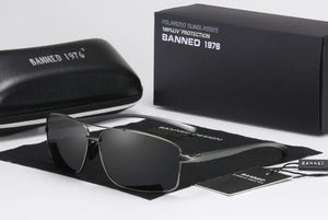 BANNED 1976 Polarized UV400 Rectangle Men's Driving Sunglasses - Sunglass Associates