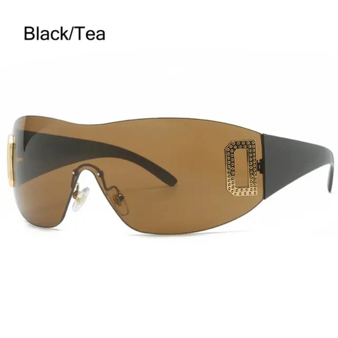 Frameless Jeweled UV400 Wrap Around Sunglasses - Sunglass Associates