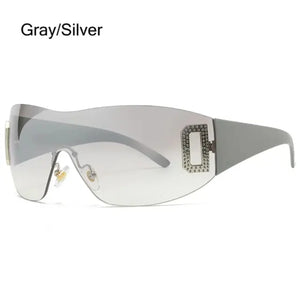 Frameless Jeweled UV400 Wrap Around Sunglasses - Sunglass Associates