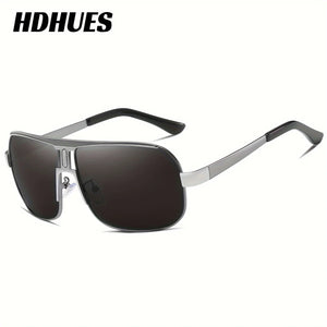 HDHUES Men's Polarized Alloy Square Oversized Frame Sunglasses