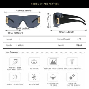 Frameless Jeweled UV400 Wrap Around Sunglasses - Sunglass Associates