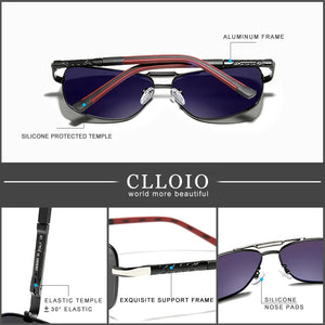 CLLOIO Men Classic Aluminum Polarized Sunglasses Women Driving Glasses Pilot Sun Glasses Brand Designer Male Vintage Sunglasses - Sunglass Associates