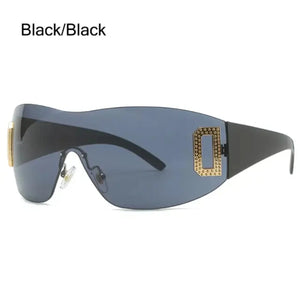 Frameless Jeweled UV400 Wrap Around Sunglasses - Sunglass Associates