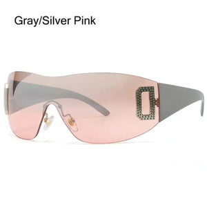 Frameless Jeweled UV400 Wrap Around Sunglasses - Sunglass Associates