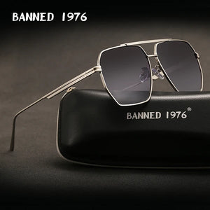 BANNED 1976 Women's Square Polarized Metal Sunglasses - Sunglass Associates