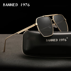 BANNED 1976 Women's Square Polarized Metal Sunglasses - Sunglass Associates