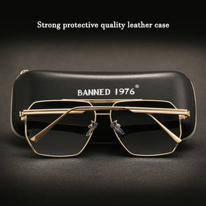 BANNED 1976 Women's Square Polarized Metal Sunglasses - Sunglass Associates