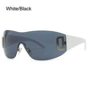 Frameless Jeweled UV400 Wrap Around Sunglasses - Sunglass Associates